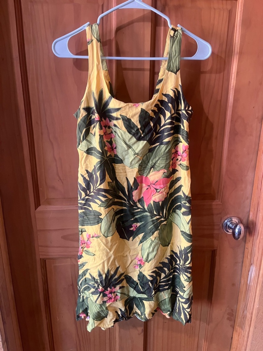 Yellow Tropical Floral Mini Dress - Sleeveless Summer Dress